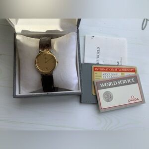 OMEGA 18k SOLID GOLD BEZEL DRESS watch UNISEX 🌟🌟🌟🌟